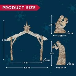 Joiedomi 5FT Christmas Nativity Scene Fabric Yard Light