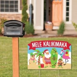 Big Dot of Happiness Tropical Christmas - Beach Santa Holiday Party Yard Sign Lawn Decorations - Mele Kalikimaka Party Yardy Sign