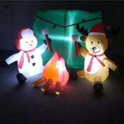 A Holiday Company 6 Ft Wide Inflatable Marshmallow Roasting Snowman & Reindeer Pal Holiday Decoration Indoor/Outdoor Lawn Decoration with LED Lights -Outdoor Christmas Decorations Sales GUEST 438cc9f2 9254 4435 8869 a380777262b0