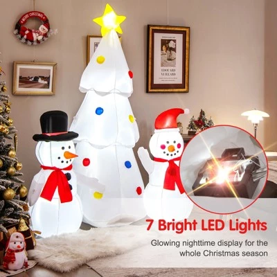 Tangkula 6Ft Christmas Inflatable Tree with Snowman Outdoor Inflatable Xmas White Tree Decorations with Built-in Bright Lights 7 Tangkula 6Ft Christmas Inflatable Tree with Snowman Outdoor Inflatable Xmas White Tree Decorations with Built-in Bright Lights - Image 5