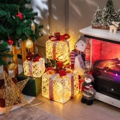 Costway Set of 3 Christmas Lighted Gift Boxes, Indoor Present Box Holiday Decoration -Outdoor Christmas Decorations Sales GUEST 48878146 e543 4a60 b7e1 cb4ac0ef343a
