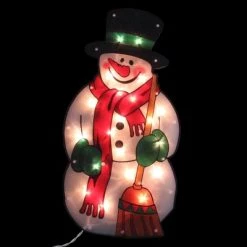 Northlight 17.5" Lighted Snowman with Broom Christmas Window Silhouette