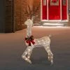 Northlight 60" LED Lighted Glitter Reindeer with Red Bow Outdoor Christmas Decoration