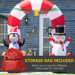 Outsunny 9ft Christmas Inflatables Outdoor Decorations Candy Cane Archway with Penguin Snowman Sit on Gift Box, Blow-Up LED Yard Christmas Decor -Outdoor Christmas Decorations Sales GUEST 4b5d1971 6c23 441d 9200 19c53ccd5a8b