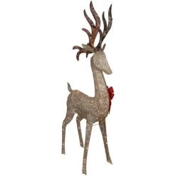 Northlight 74" LED Lighted Champagne Deer with Red Bow Outdoor Christmas Decoration -Outdoor Christmas Decorations Sales GUEST 4c538fdd 5aff 4f83 b0b4 18359e34b2d6