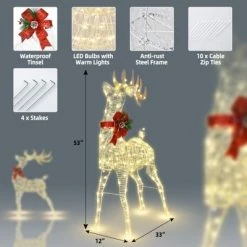 Costway 2 Pieces Lighted Christmas Reindeers Christmas Decoration Pre-Lit 50+120 LED -Outdoor Christmas Decorations Sales GUEST 4c9338c9 e730 497e 832d 4efe1547af1d
