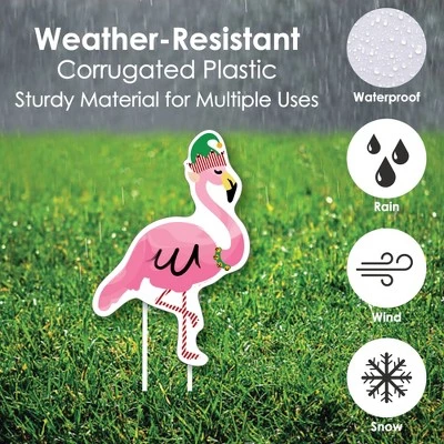 Big Dot of Happiness Flamingle Bells - Yard Sign and Outdoor Lawn Decorations - Tropical Flamingo Christmas Yard Signs - Set of 8 4 Big Dot of Happiness Flamingle Bells - Yard Sign and Outdoor Lawn Decorations - Tropical Flamingo Christmas Yard Signs - Set of 8 - Image 2