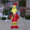 The Grinch Grinch Christmas Airblown Inflatable w/Red and White Candy Cane, 4 ft Tall, Multicolored