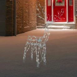 Northlight 48-Inch Lighted White Standing Reindeer Animated Outdoor Christmas Decoration