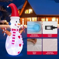Costway 8FT Christmas Snowman Decoration Inflatable Xmas Decor with Multi-color Rotating & Bright LED Lights -Outdoor Christmas Decorations Sales GUEST 4f160ce4 1e1d 430c ac08 18b454ddb4b0