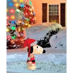 24-Inch Pre-Lit 3D Peanuts Santa Snoopy Christmas Yard Decoration, 50 Lights