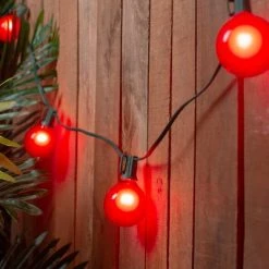 Northlight Set of 15 Red Satin G50 Globe Christmas Lights - Green Wire