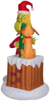 The Grinch Grinch Animated Airblown Inflatable Pulling Tree from Chimney Scene Dr. Seuss, 6.5 ft Tall 5 The Grinch Grinch Animated Airblown Inflatable Pulling Tree from Chimney Scene Dr. Seuss, 6.5 ft Tall - Image 3