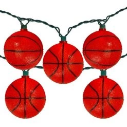 Kurt S. Adler 10 Basketball Sport Christmas Novelty Light Set - 11.5 ft Green Wire