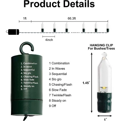 Joiedomi 200 Clear LED Green Wire String Lights, Battery Powered (8 Modes, 6 Hr Timer) 4 Joiedomi 200 Clear LED Green Wire String Lights, Battery Powered (8 Modes, 6 Hr Timer) - Image 2