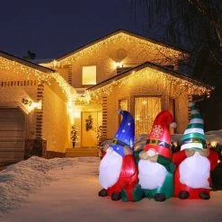 LuxenHome 6Ft L Gnome Elf Trio Outdoor Holiday Inflatable with LED lights 22 LuxenHome 6Ft L Gnome Elf Trio Outdoor Holiday Inflatable with LED lights -Outdoor Christmas Decorations Sales GUEST 580355c8 d394 40b8 ad11 2da054a5a582