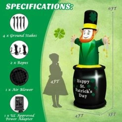 Costway 6 Ft St Patrick's Day Inflatables Leprechaun w/ Gold Pot, Shamrock, LED Lights -Outdoor Christmas Decorations Sales GUEST 59c2231b ecbd 4278 ab7d 4b436f5f0e47