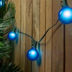 Northlight Set of 15 Blue Satin G50 Globe Christmas Lights - Green Wire