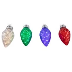 Northlight Set of 4 LED Multi-Color Commercial C9 Style Faceted Twinkle Christmas Lights, 9"