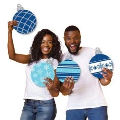 Big Dot of Happiness Blue and Silver Ornaments - Yard Sign and Outdoor Lawn Decorations - Holiday and Christmas Party Yard Signs - Set of 8 -Outdoor Christmas Decorations Sales GUEST 5a910bf5 225a 49e3 b0f9 0a494495af06