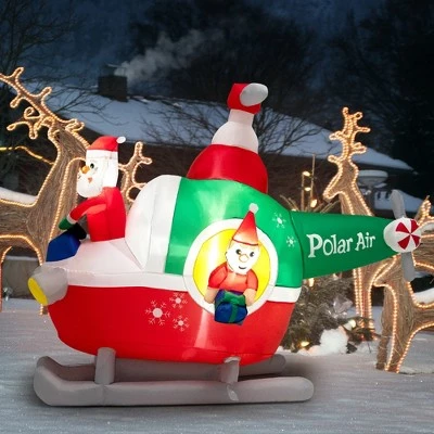Costway 6FT Wide Inflatable Santa Claus Flying a Helicopter w/ LEDs & Air Blower 3 Costway 6FT Wide Inflatable Santa Claus Flying a Helicopter w/ LEDs & Air Blower
