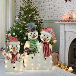LuxenHome 2-Piece Snowman Family Trio Lighted Holiday Decoration -Outdoor Christmas Decorations Sales GUEST 5dbbbd7e 5a40 4494 bbf6 f39b3769392c
