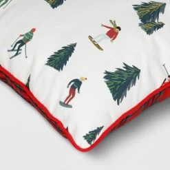 16"x16" Reversible Skiing to Plaid Square Christmas Throw Pillow White/Red - Wondershop™ -Outdoor Christmas Decorations Sales GUEST 5de1f65d 0296 49bd 924b 76e5923c8cfb