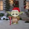 Star Wars Christmas Airblown Inflatable Yoda with Candy Cane, 4.5 ft Tall, Brown