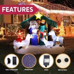 LuxenHome 8.2 Long Inflatable Nativity Scene LED Christmas Decoration with LED Lights -Outdoor Christmas Decorations Sales GUEST 61bed3be 5f10 43a4 8acf bd94a323f748