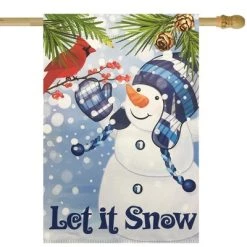 Front Page 8 Northlight Let It Snow Snowman and Cardinal Outdoor House Flag 28" x 40"