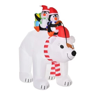 HOMCOM 7 ft Polar Bear and Penguins Christmas Inflatable, LED Lighted Outdoor Holiday Blow Up Yard Decoration 5 HOMCOM 7 ft Polar Bear and Penguins Christmas Inflatable, LED Lighted Outdoor Holiday Blow Up Yard Decoration - Image 3