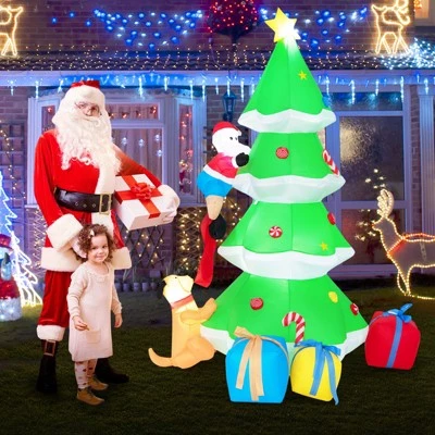 Tangkula 7FT Inflatable Santa Claus Climbing Christmas Tree Chased by Dogs Lighted Blowup Decoration Tree with Ground Stakes & Sandbags 9 Tangkula 7FT Inflatable Santa Claus Climbing Christmas Tree Chased by Dogs Lighted Blowup Decoration Tree with Ground Stakes & Sandbags - Image 7