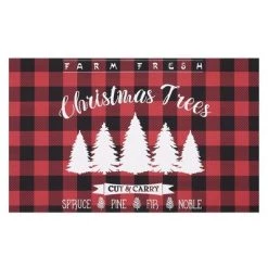 Trinity Plaid White Christmas Tree Non-Slip Decorative Doormat