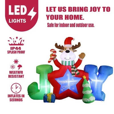 LuxenHome 6Ft L Reindeer Joy Outdoor Holiday Inflatable with LED lights 4 LuxenHome 6Ft L Reindeer Joy Outdoor Holiday Inflatable with LED lights - Image 2