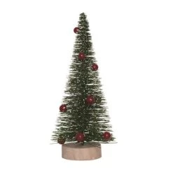 Transpac Artificial 7.87 in. Green Christmas Bottle Brush Tree with Ornaments