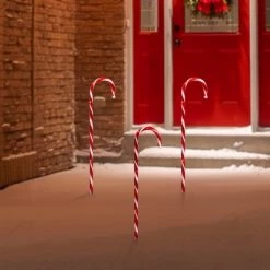 Northlight Set of 3 Lighted Candy Cane Outdoor Christmas Decorations 28"