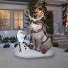 Gemmy Christmas Airblown Inflatable Olaf and Sven w/LEDs Scene Disney , 7 ft Tall, Multicolored