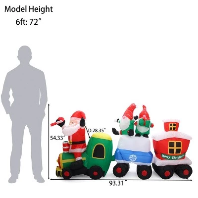 LuxenHome 8Ft Santa and Gnome Elves Train Inflatable Christmas Decorations with LED Lights 10 LuxenHome 8Ft Santa and Gnome Elves Train Inflatable Christmas Decorations with LED Lights - Image 8