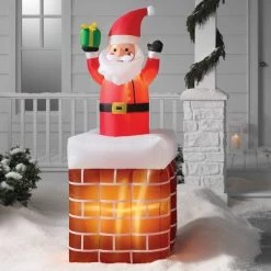6' LED Santa in Chimney Christmas Inflatable Decoration Red - Wondershop™