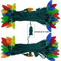 Joiedomi 2 x 25 Multicolor LED C7 Green Wire String Lights