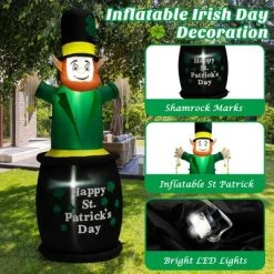 Costway 6 Ft St Patrick's Day Inflatables Leprechaun w/ Gold Pot, Shamrock, LED Lights -Outdoor Christmas Decorations Sales GUEST 6cd552a3 1314 4178 90a8 a724db491748