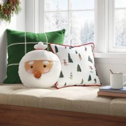 16" Reversible Santa to Snowman Round Christmas Novelty Plush Pillow - Wondershop™