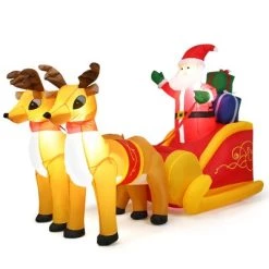 Costway 7.5 Ft Inflatable Santa Double Deer w/Sled Waterproof Christmas Outdoor Decoration