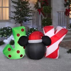 Disney Christmas Airblown Inflatable Mickey Mouse "JOY" Sign, 2.5 ft Tall, Black
