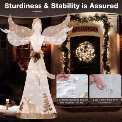 Costway 5 FT Pre-Lit Christmas Angel 3D Glittered Decoration with Halo Bow & 100 Lights -Outdoor Christmas Decorations Sales GUEST 71d795c5 898b 423a aaa1 2cb9041600c4