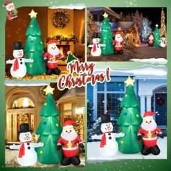 Tangkula 6FT Tall Christmas Inflatables Tree with Santa Claus & Snowman Blow Up Christmas Tree Outdoor Decoration Lighted Xmas Holiday Party Decor -Outdoor Christmas Decorations Sales GUEST 78776f96 7c63 4db8 acf9 87d90a1c06ee