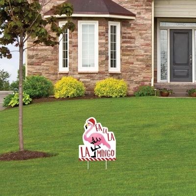 Big Dot of Happiness Flamingle Bells - Outdoor Lawn Sign - Tropical Christmas Party Yard Sign - 1 Piece 4 Big Dot of Happiness Flamingle Bells - Outdoor Lawn Sign - Tropical Christmas Party Yard Sign - 1 Piece - Image 2