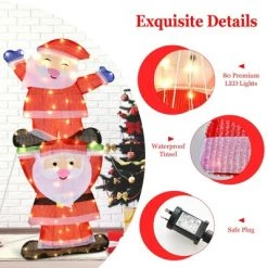Tangkula LED Double Santa Yard Sign Santa Christmas Decoration W/ String Lights & Stakes -Outdoor Christmas Decorations Sales GUEST 81a55513 3fdc 4088 af2e 5868c7a2f1ec
