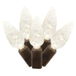 Vickerman 50 Pure White C6 LED Single Mold light on Brown Wire, 25' Christmas Light Strand