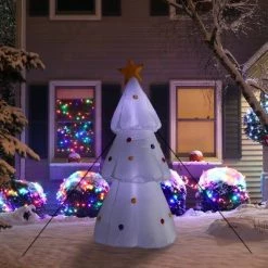 Sunnydaze Decor Sunnydaze 6' Self-Inflatable White Christmas Tree Outdoor Winter Holiday Lawn Decoration with LED Lights